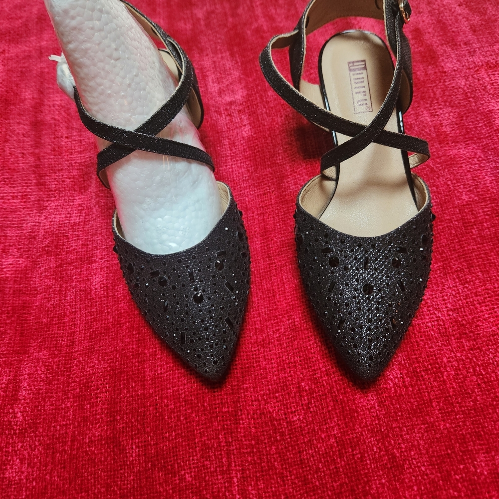 Elegant Black Glitter 6.5 Heels for Women